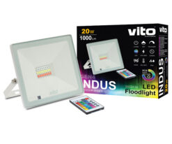 VITO LED ПРОЖЕКТОР INDUS 20W 1000LM RGB+W ДИМЕРУЕМА IP65 БЯЛ ЦВЯТ 3022430 - Image 3