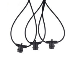 STRING-10 ГИРЛЯНД С 10M КАБЕЛ И 10xE27 ФАСУНГИ IP44 СВЪРЗВАНЕ ДО 8БР ЧЕРЕН ЦВЯТ 7300170 VITO