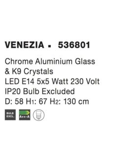 Полилей NOVA LUCE VENEZIA 536801 E14 5x40W IP20 Bulb Excluded D: 58 H1: 67 H2: 130 cm - Image 4