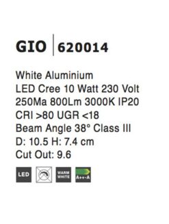 Луна за вграждане NOVA LUCE GIO 620014 CREE COB 250mA 10W 800lm 3000K without driver CRI 90 Beam Angle 38° - Image 3