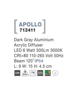Фасаден аплик Nova Luce APOLLO 713411 антрацитен детайл 3