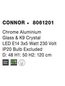Полилей NOVA LUCE CONNOR 8061201 E14 3x40W IP20 Bulb Excluded D: 48 H1: 50 H2: 120 cm - Image 4