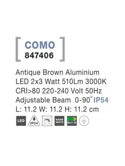 Фасаден аплик Nova Luce COMO 847406 кафяв детайл 3