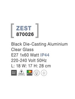 Фасаден аплик NOVA LUCE ZEST 870026