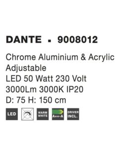 Пендел NOVA LUCE DANTE 9008012 LED 50 W, 3000Lm 3000K IP20 D: 75 H: 150cm - Image 4