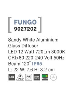 Фасаден аплик Nova Luce FUNGO 9027202 бял детайл 2
