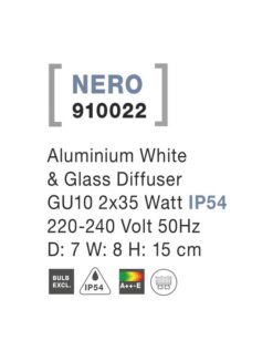 Фасаден аплик Nova Luce NERO 910022 бял детайл 2