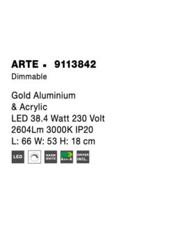 Плафон NOVA LUCE ARTE 9113842 LED 38.4 W,2604lm, 3000K, IP20 L: 66.5 W: 53 H: 18 cm - Image 7