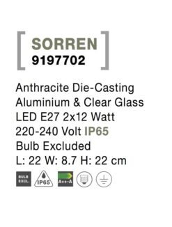 Фасаден аплик Nova Luce SORREN 9197702 черен детайл 5