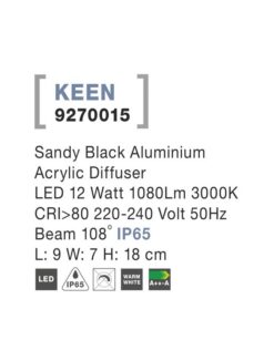 Фасаден аплик Nova Luce KEEN 9270015 черен детайл 2