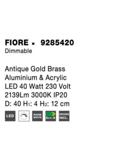 Плафон NOVA LUCE FIORE 9285420 LED 40W, 2139lm, 3000K IP20 D: 40 H1: 4 H2: 12 cm - Image 6