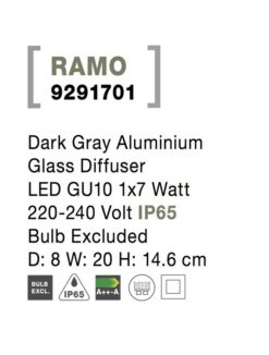 Фасаден аплик Nova Luce RAMO 9291701 антрацитен детайл 6