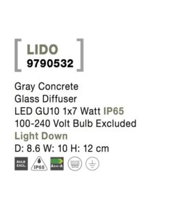 Фасаден аплик Nova Luce LIDO 9790532 сив детайл 6