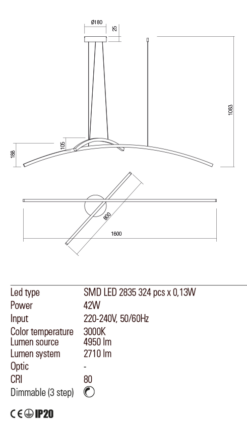 LED пендел REDO 01-2102 KATANA BLACK - Image 3