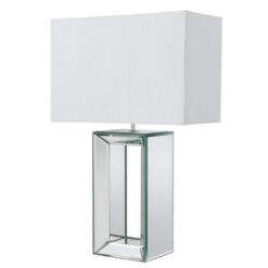 Настолна ЛАМПА Searchlight MIRROR НАСТОЛНА TALL WHITE FAUX SILK SHADE