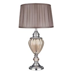 Настолна ЛАМПА Searchlight GREYSON НАСТОЛНА AMBER GLASS URN/WITH BROWN PLEATED TAPERED SHADE