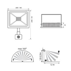VIVALUX 3974 LED ПРОЖЕКТОР СЪС СЕНЗОР NYX LED ∙ 20W ∙ ЧЕРЕН ∙ 6400K ∙ IP44 - Image 2