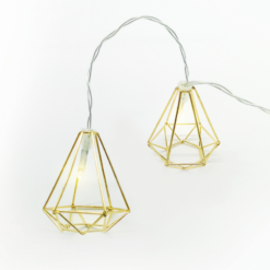 ACA LIGHTING CHRISTMAS FMGDIAM10WW2AT PHASHING OUT"METAL DIAMOND", 10 LED STRING LIGHTS WITH BATTERIES (3xAA) & TIMER (6ON/18OFF), WARM WHITE, GOLD METAL, IP20, 135+30cm TRANSPARENT LEAD CABLE