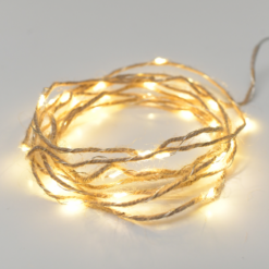 ACA LIGHTING CHRISTMAS X012011110 "ROPE" MOTIF 20 LED STRING LIGHTS WARM WHITE SILVER COPPER WIRE & BATTER.2xAA IP20 2m+10cm 1.2W