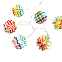 ACA LIGHTING CHRISTMAS XO10WW2A “PAPER DECORATIVE STRING LIGHTS” MULTICOLOR BALL 10 LED STRING LIGHTS WITH BATTERIES (2xΑΑ) WARM WHITE IP20 135+30cm TRANSPARENT CABLE