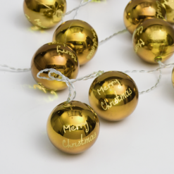 ACA LIGHTING CHRISTMAS XPGBALL10WW2AT "PLASTIC BALLS", 10 LED STRING LIGHTS WITH BATTERIES (3xAA) & TIMER (6ON/18OFF), WARM WHITE, GOLD PLASTIC, IP20, 135+30cm TRANSPARENT LEAD CABLE