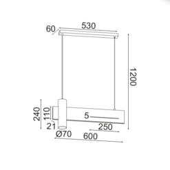 Осветително тяло ACA Lighting LINEA в интериор на хол - декоративно осветление