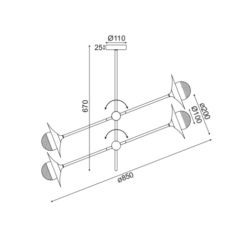 Пендел ACA Lighting LAYLA със стъкло в интериор на хол