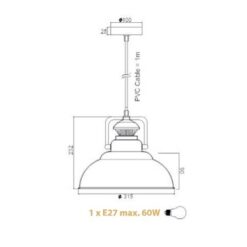 Винтидж пендел ACA Lighting GAIA за трапезария в класически стил