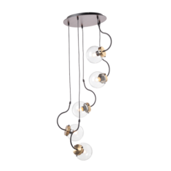 Пендел ACA Lighting PUEBLOS с дърво и стъкло