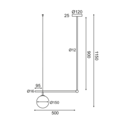 Пендел ACA Lighting THETIS със стъкло в интериор на хол