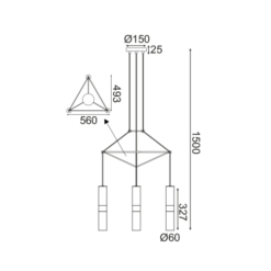 Близък детайл на декоративните елементи на пендел ACA Lighting VINCI