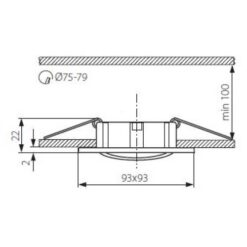 Луна за вграждане KANLUX PELIA CT-DTL50-AB - страничен изглед