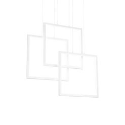 Бял LED пендел Ideal Lux Frame 253596 за трапезна маса