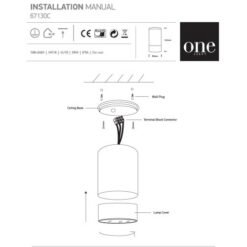 Луна за външен монтаж One Light 67130C/B BLACK IP54 CYLINDER SURFACE MOUNTING LAMP - Image 2