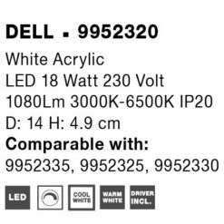 LED лампа за таванен вентилатор NOVA LUCE DELL • 18w • 9952320 - Image 2