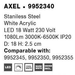 LED лампа за таванен вентилатор NOVA LUCE AXEL • 18w • 9952340 - Image 2