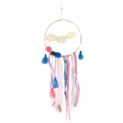 ACA LIGHTING CHRISTMAS F07101629 "MULTICOLOR FABRIC DREAMCATCHER", 10 MINI LED LIGHTS WITH BATTERIES (2xCR2032), WARM WHITE, IP20, φ20x70cm, TRANSPARENT LEAD CABLE