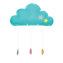 ACA LIGHTING CHRISTMAS F07101630 "MULTICOLOR FELT CLOUD", 10 MINI LED LIGHTS WITH BATTERIES (2xCR2032), WARM WHITE, IP20, 16x4x30cm, TRANSPARENT LEAD CABLE
