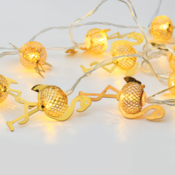 ACA LIGHTING CHRISTMAS FLAMINGO10WW2A “METAL STRING LIGHTS (FLAMINGO)” 10 LED STRING LIGHTS WITH BATTERIES (2xΑΑ) WARM WHITE IP20 135+30cm TRANSPARENT CABLE