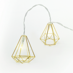 ACA LIGHTING CHRISTMAS FMGDIAM10WW2A "METAL DIAMOND", 10 LED STRING LIGHTS WITH BATTERIES (3xAA), WARM WHITE, GOLD METAL, IP20, 135+30cm TRANSPARENT LEAD CABLE