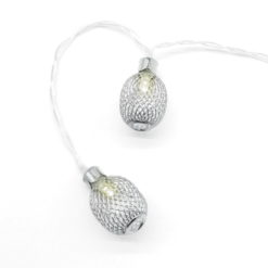 ACA LIGHTING CHRISTMAS FMSPEAR10WW2A "METAL PINAPPLE", 10 LED STRING LIGHTS WITH BATTERIES (3xAA), WARM WHITE, SILVER METAL, IP20, 135+30cm TRANSPARENT LEAD CABLE