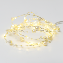 ACA LIGHTING CHRISTMAS X01201111 "PEARL" MOTIF 20 LED STRING LIGHTS WARM WHITE SILVER COPPER WIRE & BATTER.2xAA IP20 2m+10cm 1.2W