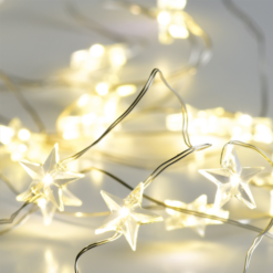 ACA LIGHTING CHRISTMAS X01201112 "STAR" MOTIF 20 LED STRING LIGHTS WARM WHITE SILVER COPPER WIRE & BATTER.2xAA IP20 2m+10cm 1.2W