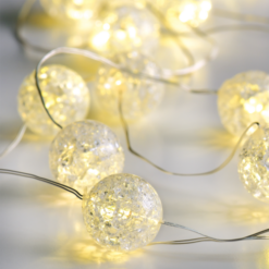ACA LIGHTING CHRISTMAS X01201116 "BALL" MOTIF 20 LED STRING LIGHTS WARM WHITE SILVER COPPER WIRE & BATTER.2xAA IP20 2m+10cm 1.2W