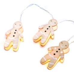 ACA LIGHTING CHRISTMAS XF10WW2A “WOODEN STRING LIGHTS (GINGERBREAD)” 10 LED STRING LIGHTS WITH BATTERIES (2xΑΑ) WARM WHITE IP20 135+30cm TRANSPARENT CABLE