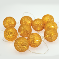 ACA LIGHTING CHRISTMAS XP10WW2A “WOVEN BALL DECORATIVE STRING LIGHTS” GOLD BALL 10 LED STRING LIGHTS WITH BATTERIES (2xΑΑ) WARM WHITE IP20 135+30cm TRANSPARENT CABLE