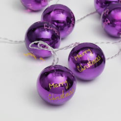 ACA LIGHTING CHRISTMAS XPPBALL10WW2A "PLASTIC BALLS", 10 LED STRING LIGHTS WITH BATTERIES (3xAA), WARM WHITE, PURPLE PLASTIC, IP20, 135+30cm TRANSPARENT LEAD CABLE
