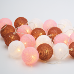 ACA LIGHTING CHRISTMAS XQ20WW2A “WOVEN BALL FAIRY LIGHTS” PINK & WHITE BALL 20 LED STRING LIGHTS WITH BATTERIES (2xΑΑ) WARM WHITE IP20 285+30cm TRANSPARENT CABLE
