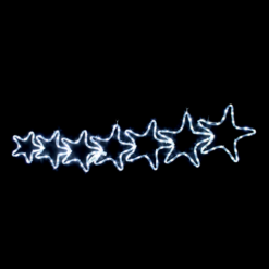 ACA LIGHTING CHRISTMAS XSTARSLEDW119 "7 STARS", 144 LED MOTIF 6m 2-WIRE ROPE LIGHT, COOL WHITE, FLASH CONTROLLER, IP44, 119x37cm, 1.5m LEAD CABLE