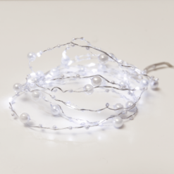 ACA LIGHTING CHRISTMAS XSW20W2APEARL "PEARL" MOTIF 20 LED STRING LIGHTS COOL WHITE SILVER COPPER WIRE & BATTER.2xAA IP20 2m+10cm 1.2W